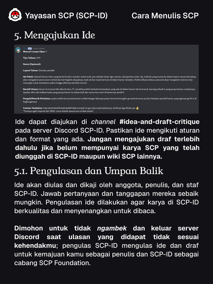 YayasanSCP's tweet photo. Catatan: 
Dilarang menggunakan AI untuk menulis ide dan draf artikel SCP! 
Dilarang menggambarkan hal yang relevan dengan politik Indonesia sejak periode Pemilu 2009 sebagai SCP di SCP-ID! 

#scp #scpfoundation #scpwiki #scpindonesia #scpindo #scpid #yayasanscp https://t.co/VqMzR0BWya