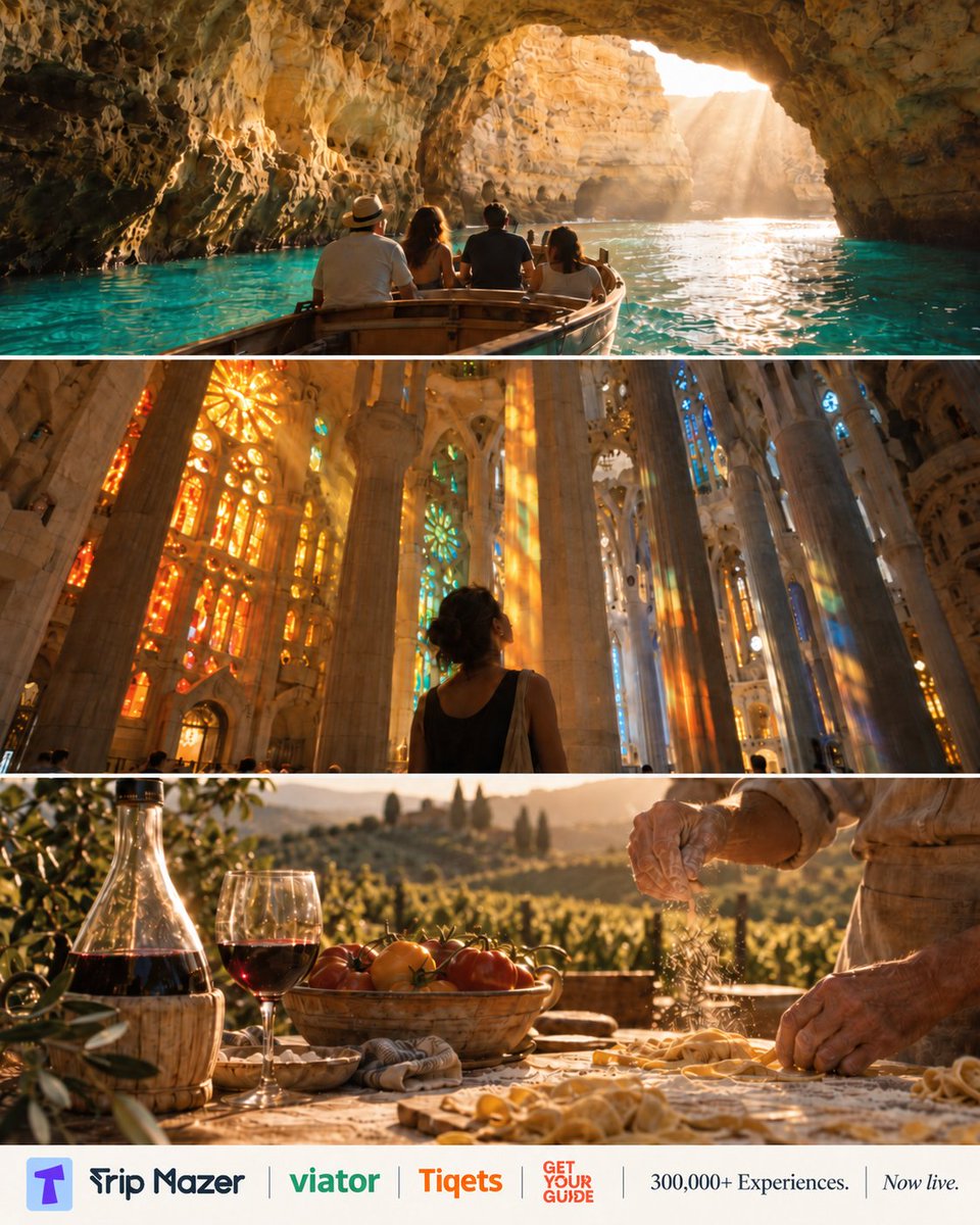 TripMazerAI's tweet photo. Viator + Tiqets + GetYourGuide are now live inside TripMazer.
Compare experiences, find availability, skip the tab-switching, and drop bookings straight into your itinerary.
300,000+ experiences. One place.
https://t.co/8UZ67TgDU7 https://t.co/zKG7yIEi3C
