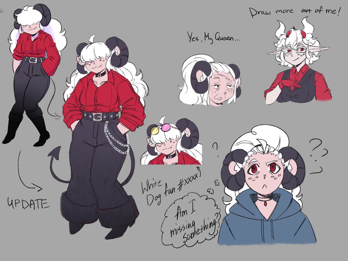 horned_nibbler's tweet photo. Smoll sketches, plus fit update for Gosha =w=
#helltaker #helltakeroc https://t.co/qMCoMaLNZt