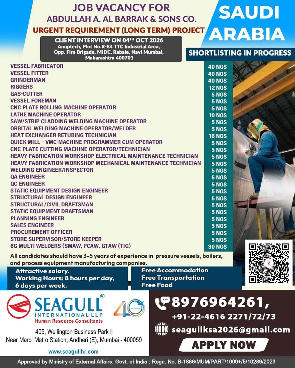 hrd1_seagull's tweet photo. π¨SAUDI ARABIA JOBS! π Apply now
π Build your global career experience
β
Committed to delivering results
πΉ Multiple openings across various roles
π Shortlisting in progress β donβt miss out, apply today!
#ApplyNow #ShortlistingInProgress #GlobalJobs https://t.co/rr3scFRcik