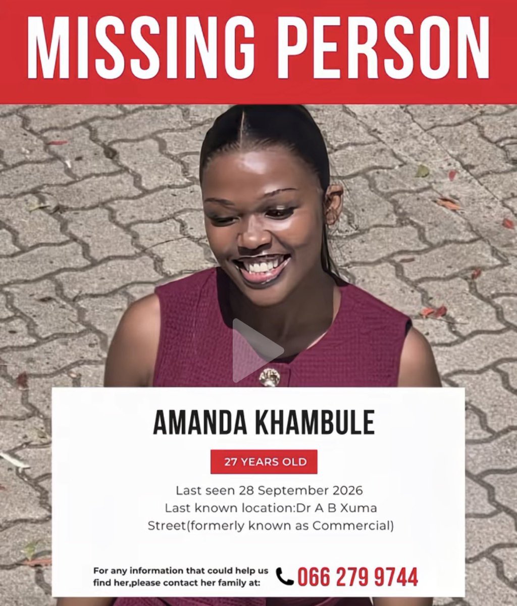 Abramjee's tweet photo. #Missing 

Amanda Khambule sent a voice note in distress to one of her family members that she’s being followed. https://t.co/C3Wfbf46o9