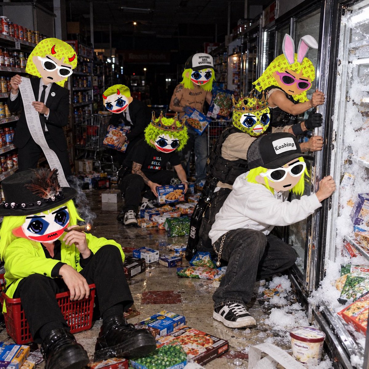 HoodLords's tweet photo. There’s chaos wherever we go 🤫🫵🍀🤡👑 https://t.co/HKmxXkINW5