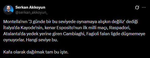 signoremustafa's tweet photo. Düşmemeye oynuyor dediği de daha ligin 5. haftası. Raspadori gibi bir oyuncuyu küçümsemiş, Cambiaghi’nin kalitesinden de bihaber.

Değişik bir kafa yapısı... https://t.co/2VP5PkN69I