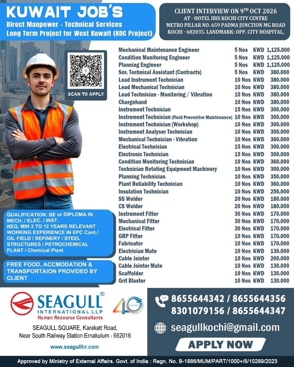 hrd1_seagull's tweet photo. π¨KUWAIT JOBS! π Apply now
π Build your global career experience
β
Committed to delivering results
πΉ Multiple openings across various roles
π Shortlisting in progress β donβt miss out, apply today!
#ApplyNow #ShortlistingInProgress #GlobalJobs #ImmediateHiring https://t.co/8LnuLIrY1S