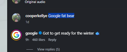 xWugi_wara's tweet photo. This is actually cool and getting GIGA viral 

For Fat Bear Week 2026, Google added a special interactive Easter egg to its search page.

When you search for Fat Bear Week, a little bear appears on the screen. 
Every time you feed him a salmon, he gets bigger and fatter, eventually becoming so massive that he takes over almost the entire screen.

The Easter egg is inspired by the real Fat Bear Week in Alaska, where brown bears spend the season eating as much salmon as possible and gaining huge amounts of weight before winter hibernation.

GFB - Google Fat Bear

https://t.co/YjLun8tE6f