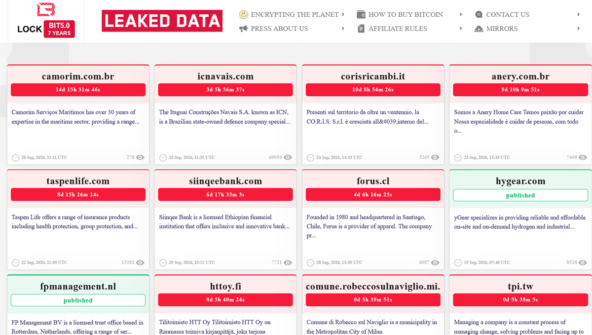 RakeshKrish12's tweet photo. #LOCKBIT #Ransomware TURNS 7 IN SEPT 2026!
"7 Years" in their Branded Logo
358 Victims targeted & published on their DLS after December 2025!
https://t.co/Hf2i2DPcpb
#infosec #hack #malware #darkweb #deepweb #OSINT #threatintelligence #threatintelligence #threatintel #TOR https://t.co/44liZJaxBN