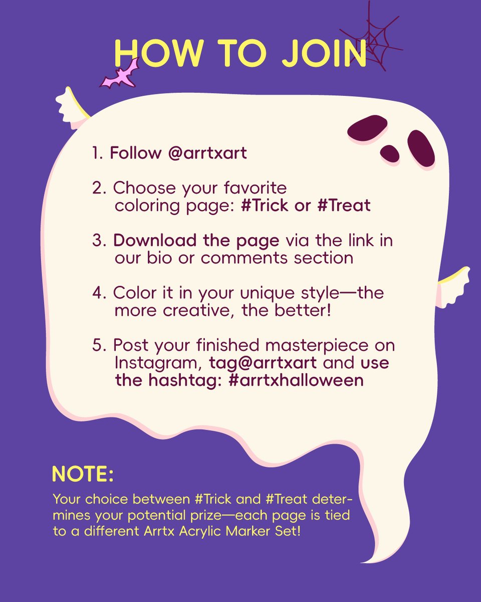 ArrtxArt's tweet photo. 🎃 Trick or Treat? The choice is yours!
Join the Arrtx Halloween Coloring Challenge! 👻🎨
Pick #Trick or #Treat and show us your Halloween creativity!
📲 Join the challenge on Instagram @arrtxart
📅 Oct 2–31
🏆 6 winners
Which side will you choose? 👀✨
#arrtxhalloween https://t.co/lNk8KTRDkW