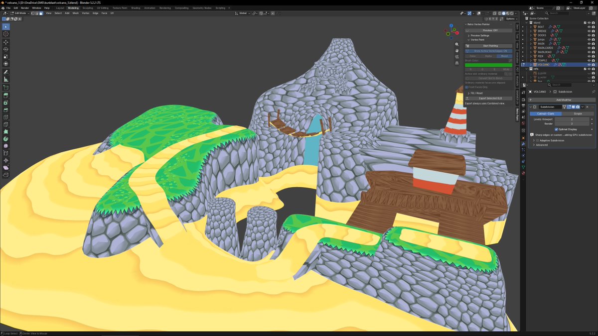 Sorcerobe's tweet photo. before/after hand painting vertex colors. it's crazy to me this is like lost technology, it looks so nice https://t.co/5Dujb16LwM
