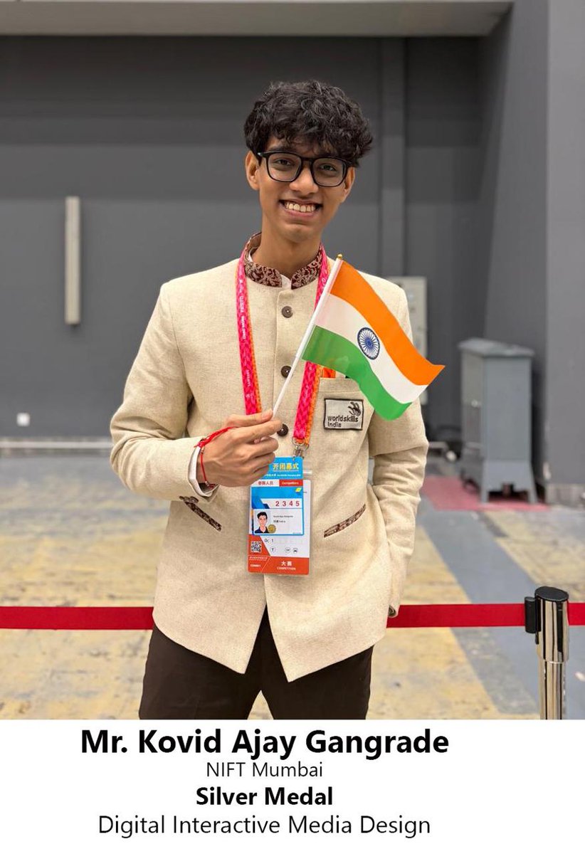 PIBTextiles's tweet photo. NIFT Students Make a Mark at WorldSkills Shanghai 2026 with Two Silver Medals and a Medal for Excellence Read more: https://t.co/0myNwfM7dR 
@girirajsinghbjp @PmargheritaBJP @TexMinIndia @PIB_India @NIFT_HO @GandhinagarNift @NIFT_M_official @nift_panchkula @BengaluruNift https://t.co/h4sM0AvWic