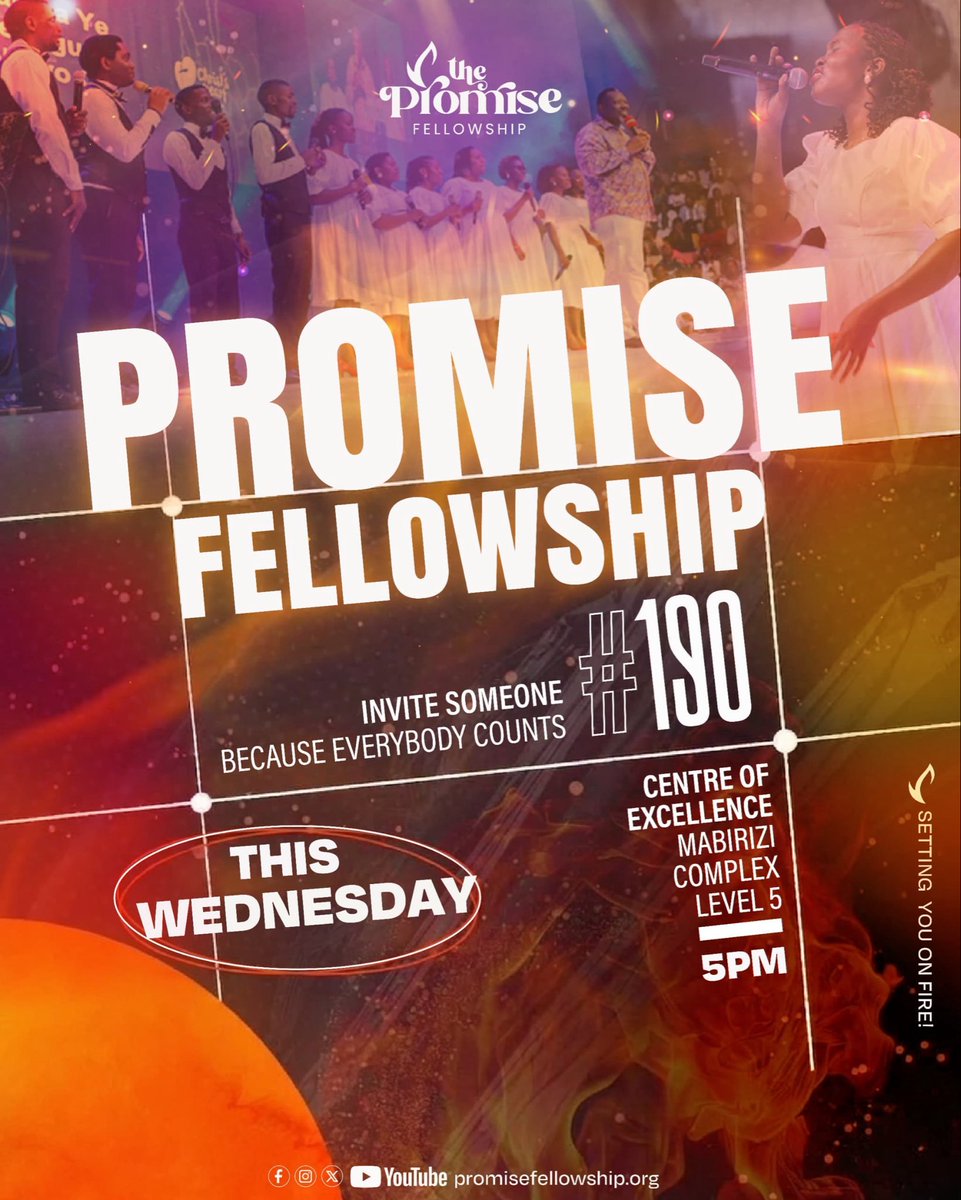 ChristsHeartMin's tweet photo. 🔥 PROMISE FELLOWSHIP #190 🔥

There’s a fire that must be kept burning! 🔥

This Wednesday, we gather around the Word, in worship and fellowship, to be set on fire for Jesus and stirred to live out the faith God has placed in us.

📍Mabirizi Complex — Level 5
🕔 5:00 PM https://t.co/mDLpLa8ORm