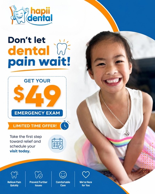 hapiidental's tweet photo. 🦷 Tooth pain can strike when you least expect it! Don’t wait and wonder what to do. Hapii Dental’s $49 Emergency Exam is available for a limited time. 📅 Take the first step toward relief and book today!🌐 https://t.co/6zBFROWnJQ
#HapiiDental #EmergencyDentist #AustinDentist https://t.co/vcW8dsSnhk