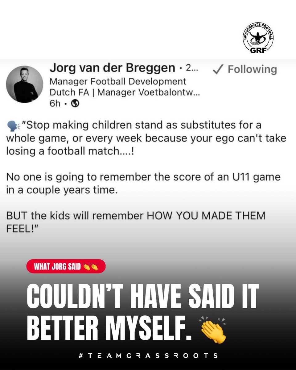 Teamgrassroots_'s tweet photo. Well said Jorg 👏

#TeamGrassroots #GRF #GrassRootsFootball https://t.co/FzefiL6eJf