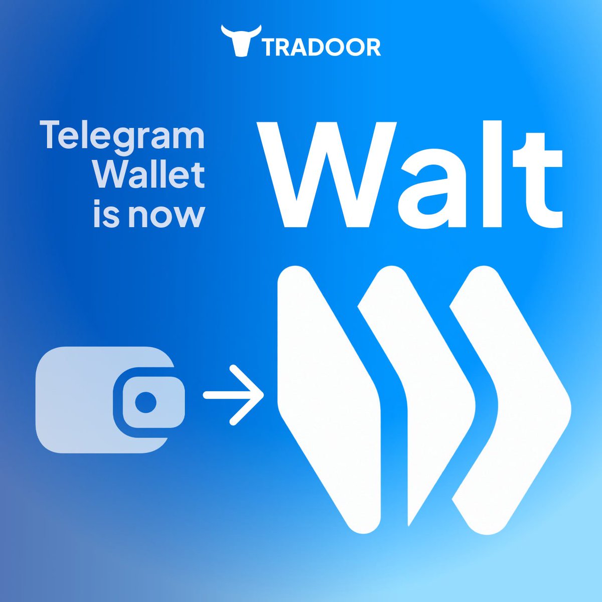 tradoor_io's tweet photo. 📢 Telegram Wallet is now Walt!

The important change: Walt will no longer appear in Telegram Settings.

If you've been using Wallet on Telegram, don’t worry! 

Your funds, wallet address, and transaction history stay the SAME. You don’t need to move anything or create a new account.

📌 We recommend that you pin @walt_io to your chats, so you can easily find your wallet when you need it.

Remember when trading on Tradoor, your funds are in the 'DeFi Account' in Walt.