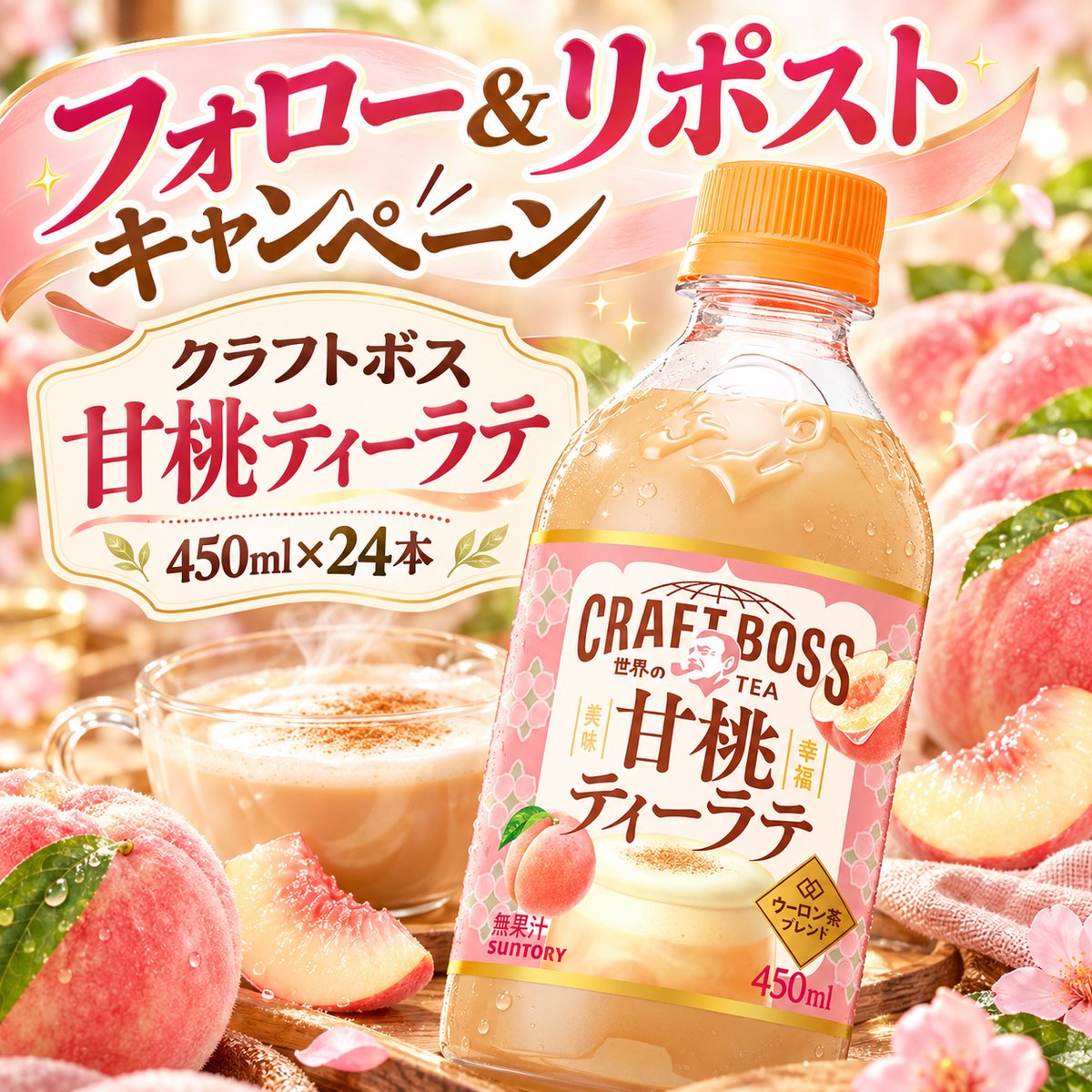 LuLuRin_'s tweet photo. 🍑…ε=ʕ•ᴥ•ʔ۶ ⤴︎Panda【公式】…

#サントリー
クラフトボス 甘桃ティーラテ
450ml×24本をプレゼント✨

桃のやさしい甘さと
紅茶ラテのまろやかな味わい🍑

忙しい日の午後に
ほっとひと息つける一杯を♪

① @LuLuRin_をフォロー
② この投稿をリポスト🔁
素敵なご縁がありますように🍀

#懸賞 #プレゼント企画 #クラフトボス