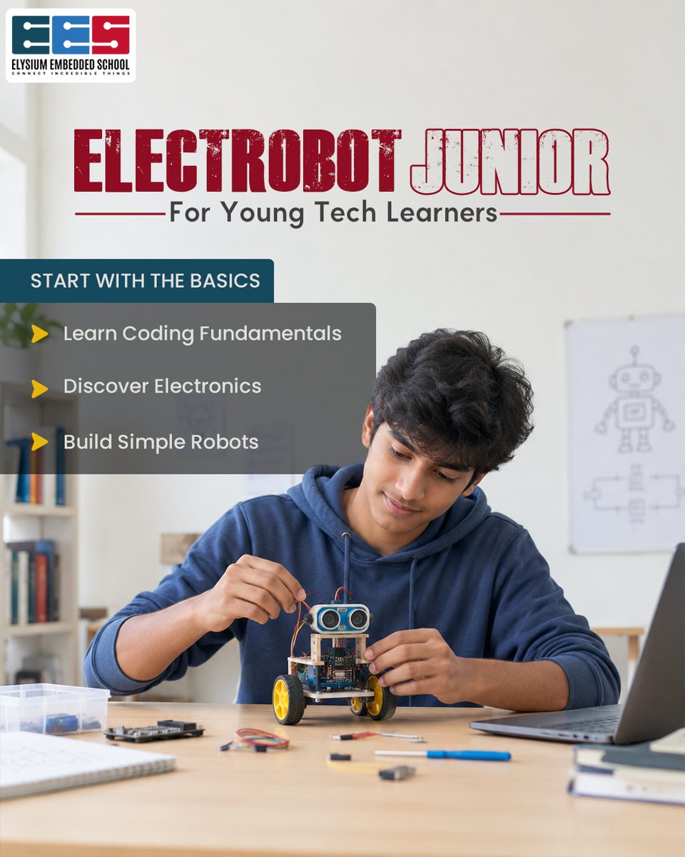 EmbeddedSchool's tweet photo. What’s your level: Beginner, Builder, or Master? 👇

#elysiumembeddedschool #electrobotjunior #electrobotsenior #embedron #embedronplus #robotics #embeddedsystems #iot #roboticseducation #microcontrollers #embeddedlinux #rtos #advancedrobotics #futureengineers https://t.co/zU9LjIf0zt