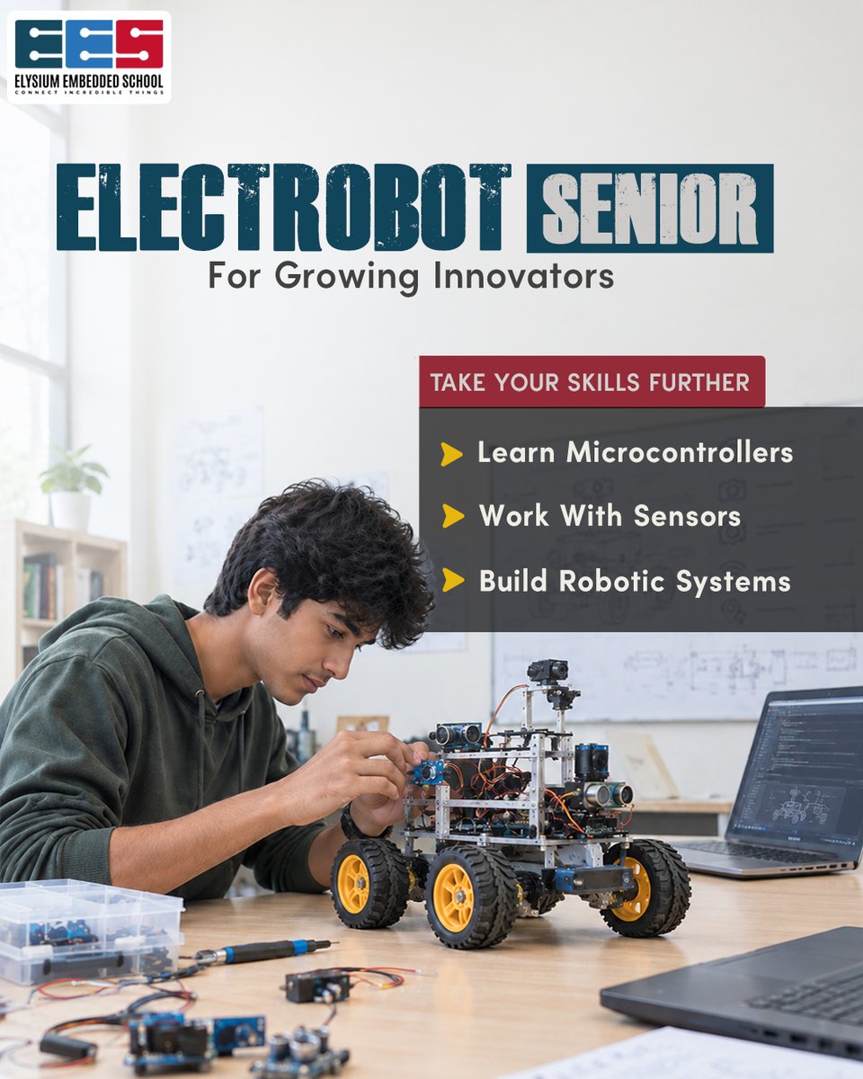 EmbeddedSchool's tweet photo. What’s your level: Beginner, Builder, or Master? 👇

#elysiumembeddedschool #electrobotjunior #electrobotsenior #embedron #embedronplus #robotics #embeddedsystems #iot #roboticseducation #microcontrollers #embeddedlinux #rtos #advancedrobotics #futureengineers https://t.co/zU9LjIf0zt