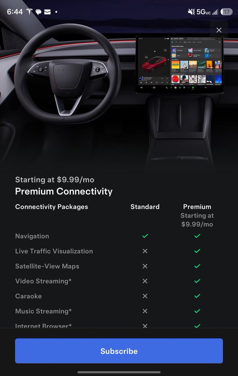 TrendingEx's tweet photo. Trending Photos: Tesla Model 3 car is charging owners $200 to ‘unlock’ rare seat warmer;

$2000 to ‘unlock’ full acceleration | $100/yr to ‘unlock’ navigation, connectivity, and music. | $100/m to ‘unlock’ parking. https://t.co/ER6abGpBT2