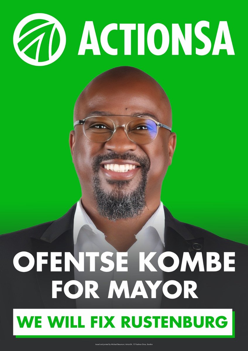 Nkgabi_Batleng's tweet photo. OFENTSE KOMBE FOR MAYOR 

A vision for a better, more accountable and functional Rustenburg.
We Will Fix Rustenburg.

#ActionSA #Rustenburg #OfentseKombe #NorthWest https://t.co/vxa56HvLwR