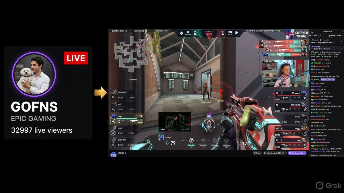 GetStreamPulse's tweet photo. An awesome new Alert from StreamPulse: GOFNS just popped an Epic Gaming Alert - 32k live (and growing!) for Paper Rex vs G2 Esports at VALORANT Champions!

This is what StreamPulse is for. The Alert, then the action! https://t.co/1I6zmyQaEI