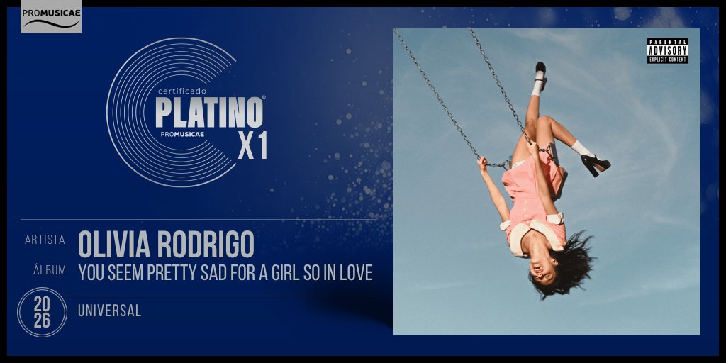portaldemusica's tweet photo. 🎶 #DiscoDePlatino 💿x1 para el álbum YOU SEEM PRETTY SAD FOR A GIRL SO IN LOVE de @oliviarodrigo https://t.co/bpVoOrDOck