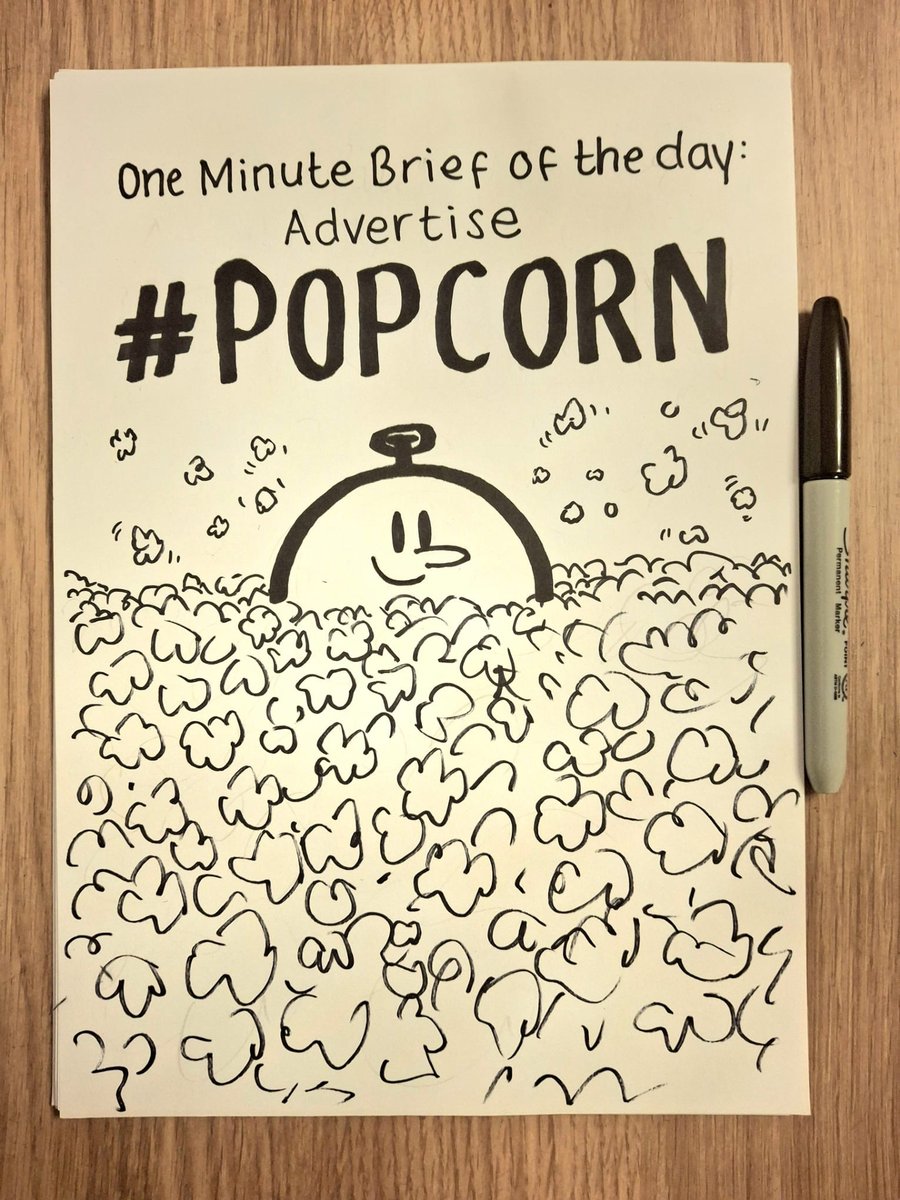 OneMinuteBriefs's tweet photo. One Minute Brief of the Day - 29/09/26
Create posters to advertise #POPCORN 🍿 

💡 Enter today’s brief on X and/or LinkedIn to feature on our daily Facebook Round-Up.

📲 You can also share submissions on Insta via posts & stories.

* Notes/Scribbles/Designs all welcome. 
* Enter as many times as you like.
* Remember to add your name/handle in the top-left corner. 

🔄 Likes/Reposts appreciated. Sharing is caring. 

⏱️ Deadline 6pm BST

The daily creative competition for quick-thinkers, advertising creatives, copywriters, graphic designers and marketing enthusiasts…

Everyone’s welcome. 👋