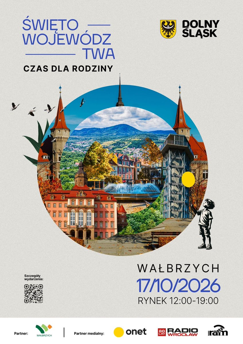 UZdroj's tweet photo. 💛🖤 Święto Województwa Dolnośląskiego 2026 już 17 października w Wałbrzychu!
Będziemy tam i my – Uzdrowisko Świeradów! Czeka na Was ponad 50 wystawców, regionalne smaki, atrakcje dla rodzin, koncerty i konkursy. 🎉
📍 Rynek w Wałbrzychu
📅 17.10 | 12:00–19:00
Czekamy!💛🖤 https://t.co/ddMWTLOZ9R