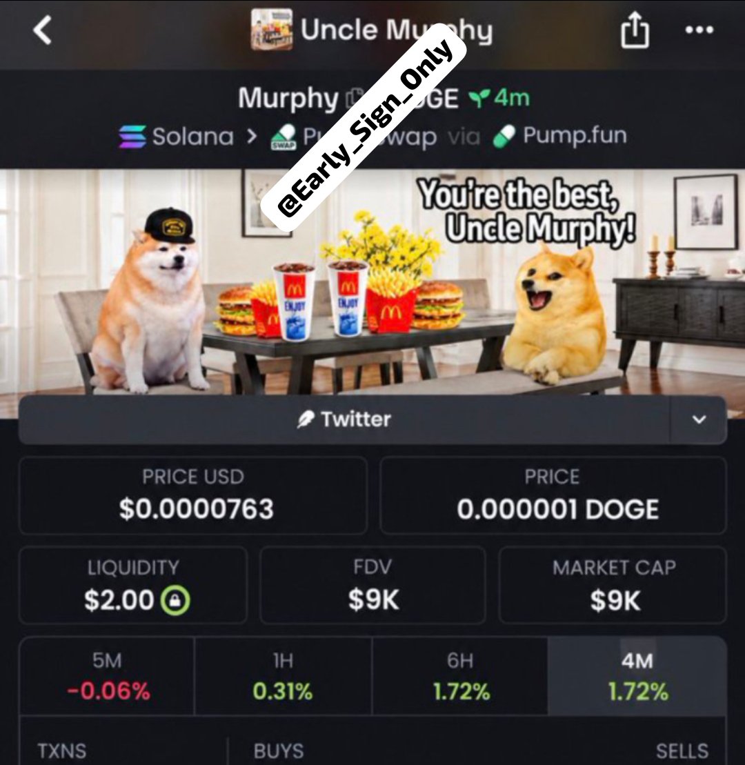 Early_Sign_Only's tweet photo. $Murphy 🚀 Dropped at $9.0K mcap in my private group — now around $225K! 💯📈Another early setup making a strong move. More setups are coming, so stay locked in. Hit follow me &amp; join TG + Discord 🔥 #CryptoTrading #Memecoin

CA 4kgo11KazbCNd2DosYSLGpgSZhEtda1gGu4rbWJLGCJV https://t.co/DLu1Lkaq7q