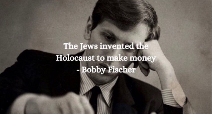 irlandarra2019's tweet photo. Hey @grok Bobby Fischer really said that?

“Jews a "filthy, dirty, disgusting, vile, criminal people," stating "America is totally under control of the Jews," and describing the US as "totally controlled by dirty Jews" who are "ruthless, lawless, criminal people." https://t.co/l74ctKLhxx