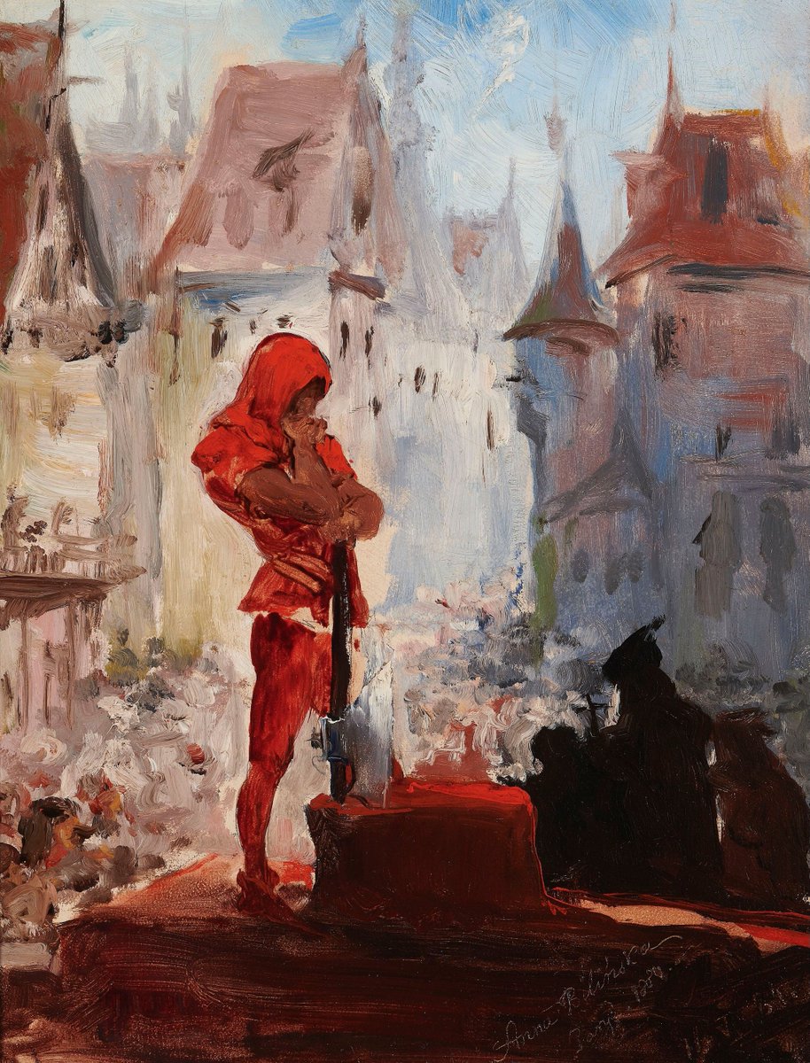 polmastersofart's tweet photo. Anna Bilińska-Bohdanowicz - Inkwizycja (olej na tekturze, 35 x 27 cm), 1884, Muzeum Narodowe w Warszawie. #PolishMastersofArt https://t.co/j4UBCUSutU