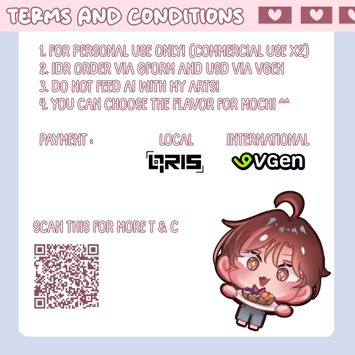anonym_bae's tweet photo. HEY HEYY HEYYY! I'm opening my YCH commission hihii! Start from IDR 15k/ USD 5 ! If you're interested go hit my DM or my check out my VGen! 😋💗

You're to shy to DM me? Don't worry baby! Scan the QR code on the 4th slide! 🥰

#ych #commission #chibi #Vgencommission #art #icon https://t.co/VeG8rBGqG7
