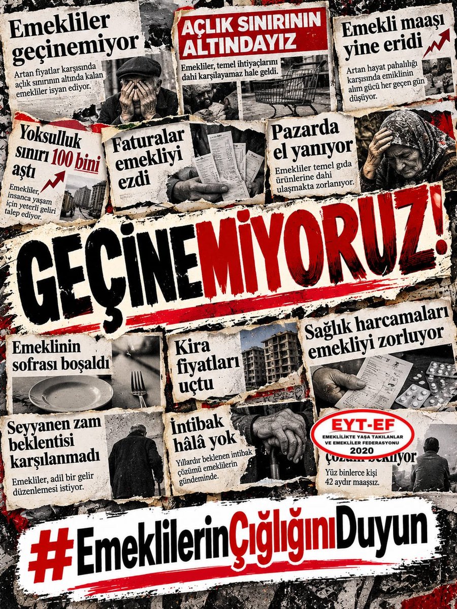 ebrucoha1's tweet photo. EMEKLİ
👇
#EmeklilerinçığlığınıDuyun

Bir ömür boyu çalıştı bu eller,
Ülkenin yükünü taşıdı bu omuzlar.
Hakları gasp edilen milyonlar,
Bir ağıt değil, bir çığlık yükseltiyor.

"GEÇİNEMİYORUZ "

#Emekli lerin çığlığını duyun!

#5000KısmininçığlığınıDuyun
@RTErdogan
@isikhanvedat https://t.co/qHPhVd59yk