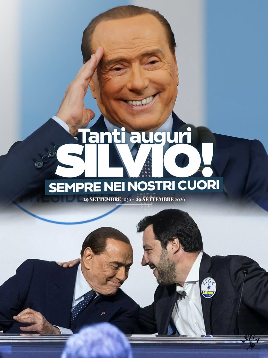 matteosalvinimi's tweet photo. Oggi Silvio Berlusconi avrebbe compiuto 90 anni.

A pochi giorni dall’intitolazione dell’aeroporto internazionale di Milano Malpensa in suo onore, il ricordo e l’emozione sono ancora più forti.

Un grande italiano, un amico, un uomo che ha lasciato un segno indelebile nella storia del nostro Paese. Un uomo che guardava sempre avanti, capace di anticipare i tempi, per il quale la libertà era sacra.

Ci mancano il suo sorriso, la sua energia, il suo ottimismo e quella straordinaria voglia di non arrendersi mai.

Buon compleanno Silvio, ovunque tu sia. ❤️
