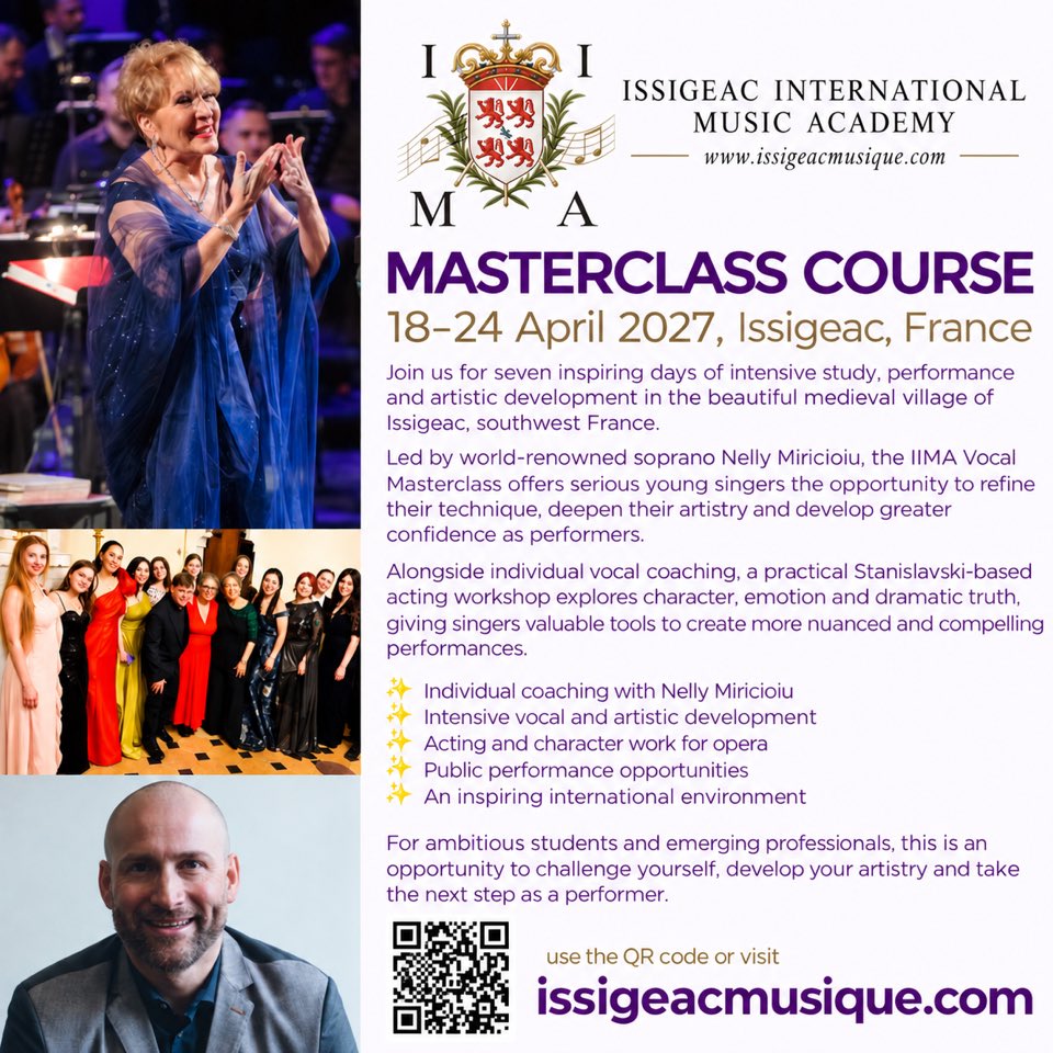 ibhoola's tweet photo. 🎶 Calling young singers & emerging professionals!
@ii_academy , Masterclass Course, April 2027, @nelly_miricioiu @DebreuilJulian
Masterclasses • Acting & character work • Performance opportunities
https://t.co/cjXB0QhdBd
#IIMA #Opera #VocalMasterclass #YoungArtists https://t.co/qXCOGPgRAz