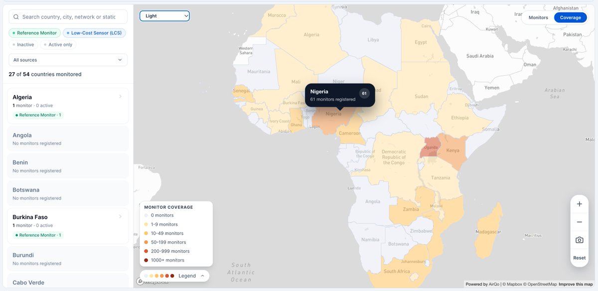 AirQoProject's tweet photo. Where should the next #AirQuality monitor be installed?

Without a shared picture of existing coverage, investment may overlook communities with little or no monitoring.

Knowing where monitors are located, and whether they are active, can help governments, funders and network managers avoid duplication, strengthen existing networks and prioritise underserved areas.

AirQo’s Network Coverage Platform helps identify these gaps and direct resources where they are needed most.

Explore the platform and download the report: https://t.co/cldiJ370Va