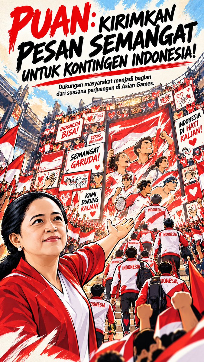 RembulanCascadi's tweet photo. Puan kirimkan pesan semangat untuk kontingen Indonesia, dukungan seluruh masyarakat menjadi bagian penting dari suasana perjuangan di Asian Games. #puanku #puankoe #puanmhrn #puanmaharani https://t.co/AGKBQq6XBG