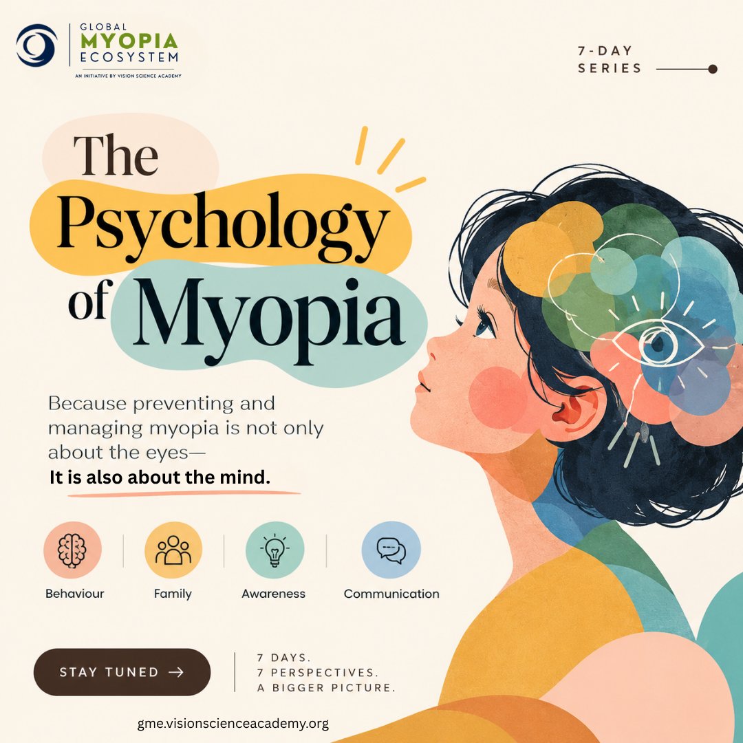 gme_vsa's tweet photo. 🧠👁️ THE PSYCHOLOGY OF MYOPIA
Myopia management isn’t only about the eyes—it’s also about the mind.
7 Days. 7 Perspectives. A Bigger Picture.
#GlobalMyopiaEcosystem #ThePsychologyOfMyopia #MyopiaManagement #MyopiaPrevention #VisionScience #EyeHealth https://t.co/mRWvQvCsuQ