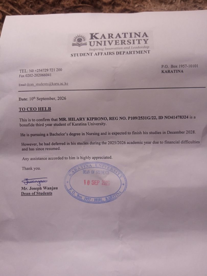 Koech_hillary_'s tweet photo. @HELBpage What evidence do you still need? Please initiate disbursement in progress. ID 41478324. If u need other documents they are in DM. @HELBpage https://t.co/VlP1IOMYG0