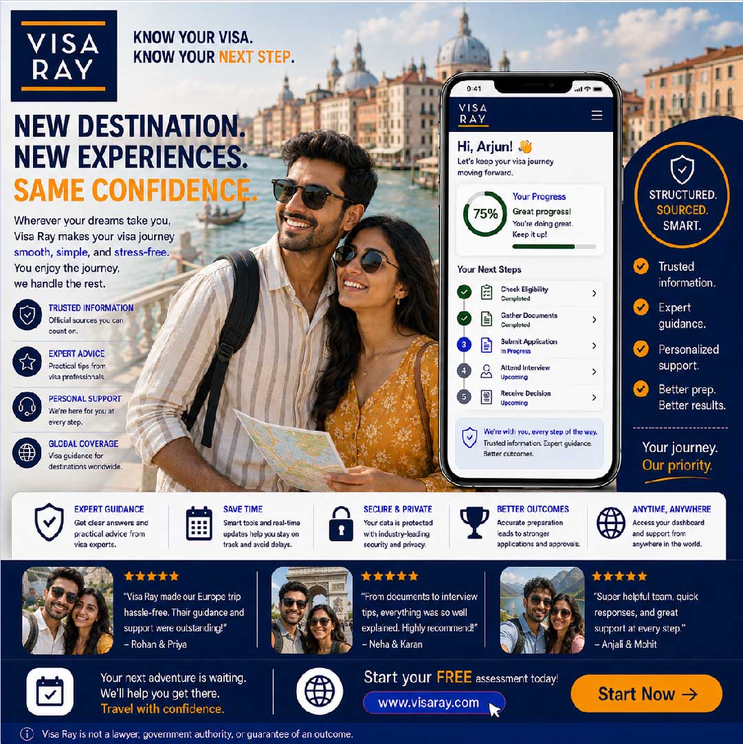 VisaRayOfficial's tweet photo. Know Your Visa. Know Your Next Step. πΊοΈπ± Planning your next trip abroad? Don't let complex visa steps hold you back! Visa Ray gives you expert guidance.
π Get your FREE assessment at https://t.co/j3sjdqf67j!
#VisaRay #TravelMadeEasy #GlobalTravel #VisaGuidance #TravelSmart https://t.co/g1qN6Xox17