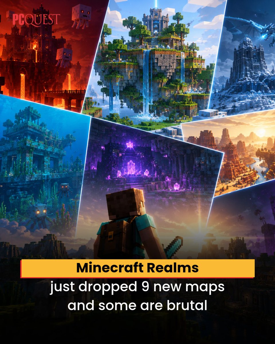pcquest's tweet photo. Minecraft Realms Just Got a Major Update
Minecraft Java Realms has added 9 new maps, bringing fresh challenges, survival adventures, parkour runs, and roleplay experiences for players this autumn.
Read More: https://t.co/mZddPUnUve
#PCQuest #Minecraft #MinecraftRealms #Gaming https://t.co/rKhKvYhQR4