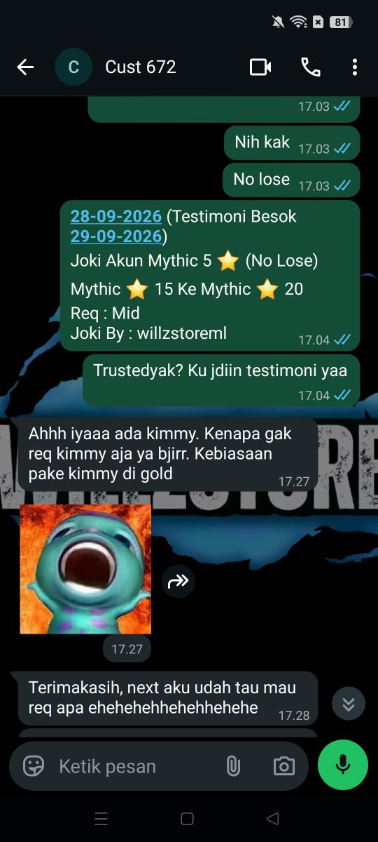 willzstoreml's tweet photo. 29-09-2026 
Testimoni Joki Akun Mythic 5 ⭐ (No Lose)
Mythic ⭐ 15 Ke Mythic ⭐ 20
Req : Mid

Yang mau Joki ML / Joki Akun Bisa Langsung WA ya :
Epic 4K / ⭐
Legend 5K / ⭐
Mythic 7,5K / ⭐ https://t.co/dSGyzVcI10
