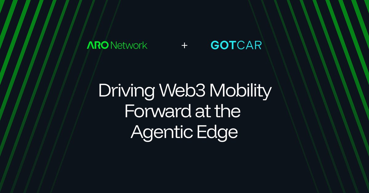 AroNetwork's tweet photo. 🤝 Partnership Announcement: ARO Network × @gotcar_official 

We’re excited to partner with GOTCAR, a Web3 mobility platform connecting real-world vehicle usage with digital rewards.

Through its live mobile application, GOTCAR brings together mobility services, vehicle data and utility-driven incentives—creating an accessible path from Web2 participation to Web3 engagement.

Together, ARO Network and GOTCAR will explore joint marketing and community initiatives around decentralized infrastructure, connected mobility and real-world Web3 adoption.

From the Agentic Edge to the road ahead, we look forward to expanding the possibilities of intelligent, connected mobility. 🚗🌐