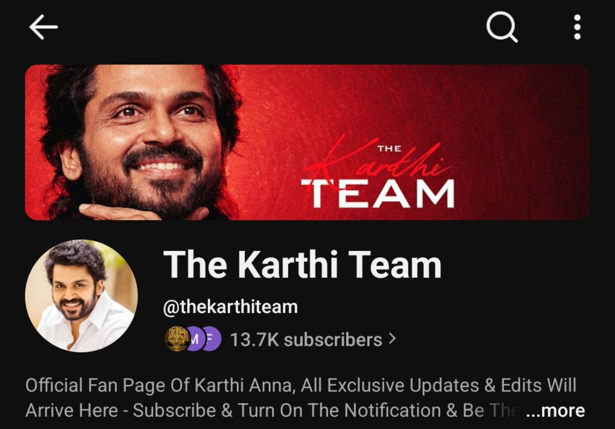 TheKarthiTeam's tweet photo. Announcement to all the @Karthi_Offl fans &amp; admirers out there🗣️❤️

We have officially launched our YouTube fan page for Karthi:)

Do subscribe &amp; turn on the notification bell 🔔 so that you won’t miss any content from our side! 😉❤️

https://t.co/ulEOueLwov https://t.co/325ydRb5vz