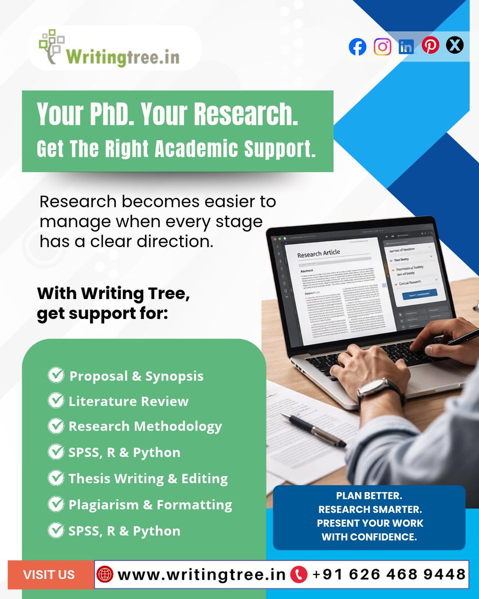WritingTree1's tweet photo. Move Your PhD Research Forward with the Right Academic Support

A strong PhD thesis needs clear direction, a well-planned methodology and professional academic presentation.

https://t.co/SxlFFdHGuZ
+916264689448

#WritingTree #PhDSupport #PhDResearch #PhDThesis #PhDGuidance https://t.co/eVMA64KttT