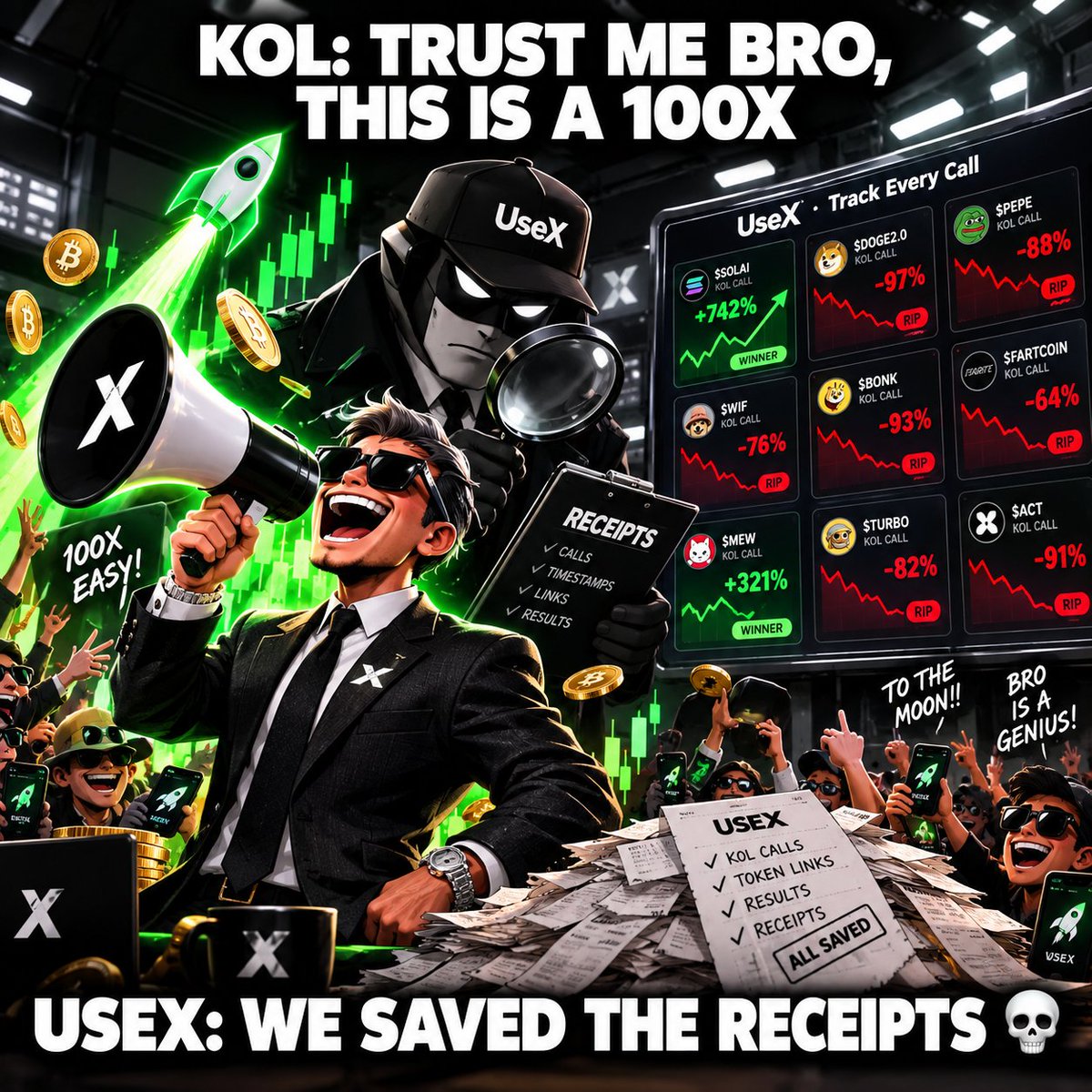 big_orion01's tweet photo. My entry for the @UseXfun meme contest. #UseX 

Bro said 100x, but UseX said ‘show me the receipts💀 https://t.co/Hixz4fNJi2