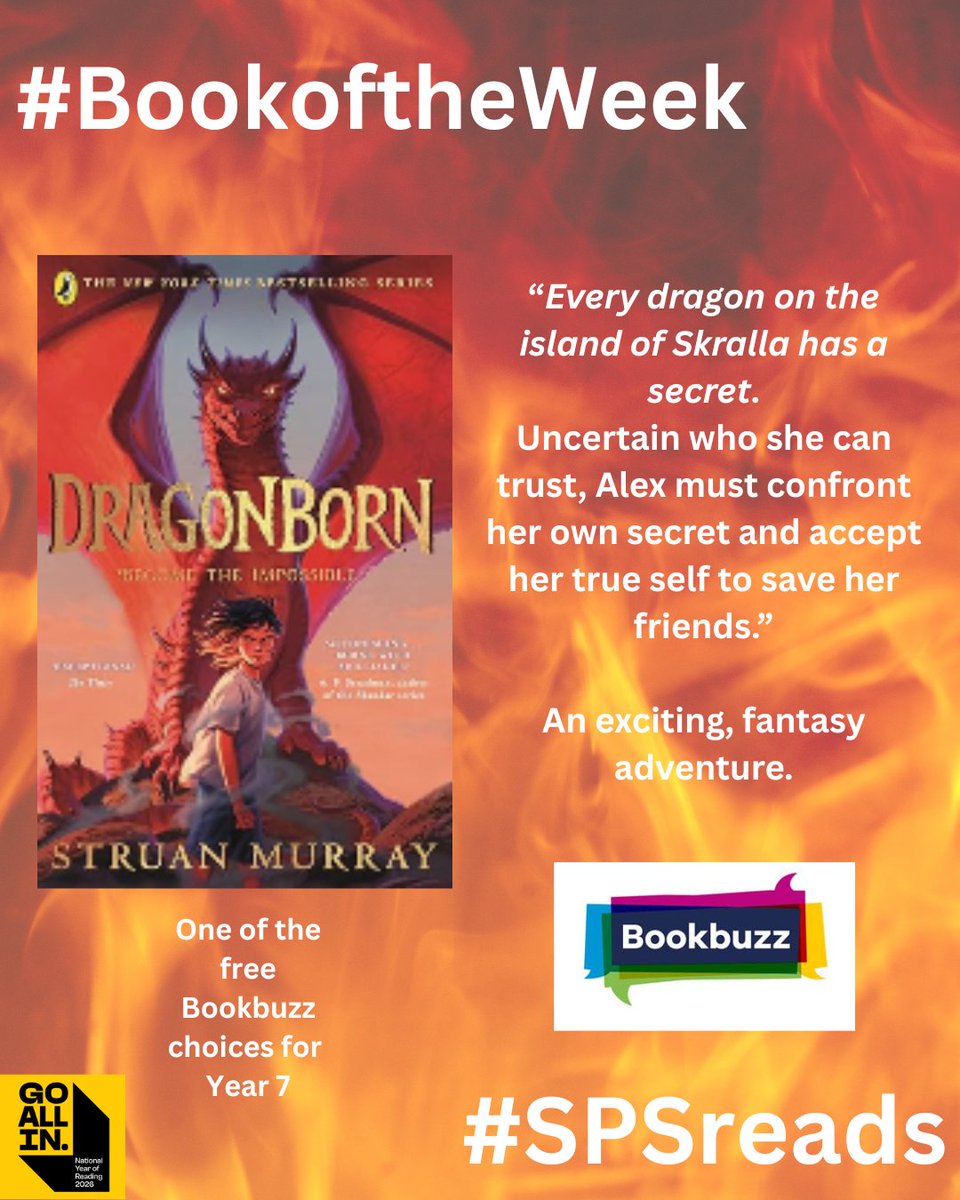 LibrarySps's tweet photo. This week's #BookoftheWeek is the exciting, fantasy adventure 'Dragonborn' by Struan Murray.
It's also one of the free @Booktrust #MyBookbuzz book choices for year 7 pupils.
#SPSreads @Go_All_In_2026 #dragonborn #struanmurray https://t.co/z1hDeEuT7N