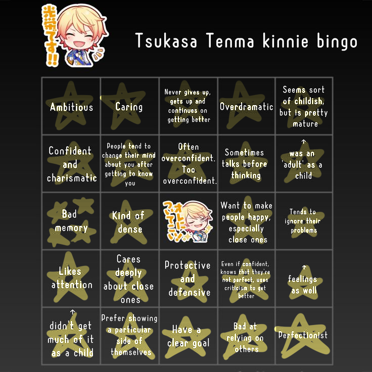 allsavechal's tweet photo. WXS KINNIE BINGO... can't say i wasn't expecting what happened to tsukasa's one https://t.co/VLDdApDINE