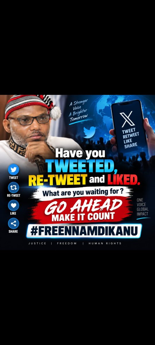 ObiJYkKg6QGWMAD's tweet photo. Nigerian government  and Nigerian justice system - why you continue violating your own laws and constitution? Holding a man against every law, including the international law? Mazi Nnamdi Kanu should and must have a just trial.  He must be released. Free Mazi Nnamdi Kanu NOW! https://t.co/ImkbCVOnAf