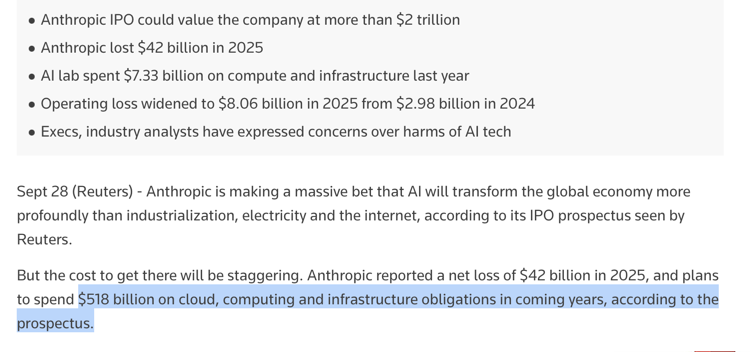 HyperSharkk's tweet photo. IPO Anthropic จะมาแล้ว!! จะ IPO ที่มูลค่า $2T โคตรโหด (OpenAi น่าจะอยู่เฉยไม่ได้เช่นกัน เพราะใคร IPO ก่อน ก็ได้เงินก่อน)

แล้วตอนนี้ Anthropic ก็มีแผนใช้เงิน $518B ลงกับ Cloud + Compute + Infra ด้วย ในหลายปีข้างหน้านี้

แล้วผมเริ่มเ���็นชัดแล้วว่าเงินไหลไปไหนบ้าง?
-> $AMZN >$100B / 10 ปี สูงสุด 5GW
-> $GOOGL + $AVGO ล็อก TPU ระดับ Multiple GW เริ่ม Online ปี 2027
-> $AKAM $11.6B / 7 ปี และขยายได้รวมราวๆ $20B สำหรับ CPU Workloads SEC

เนี้ยแหละสิ่งที่ผมสนใจ
Anthropic โต → ต้องล็อก Compute → ต้องล็อก CPU/GPU/TPU → Memory → Network → Power → Data Center ตามมา

เพราะงั้นเวลาเห็น Anthropic ลงทุน ผมจะมองว่า เงินก้อนใหญ่พวกนี้มันกำลังจะไหลไปหา Supplier คนไหนบ้าง? ตรงนั้นแหละที่น่าหา Alpha ต่อ ลองไปทำการบ้านกันต่อดูฮะ