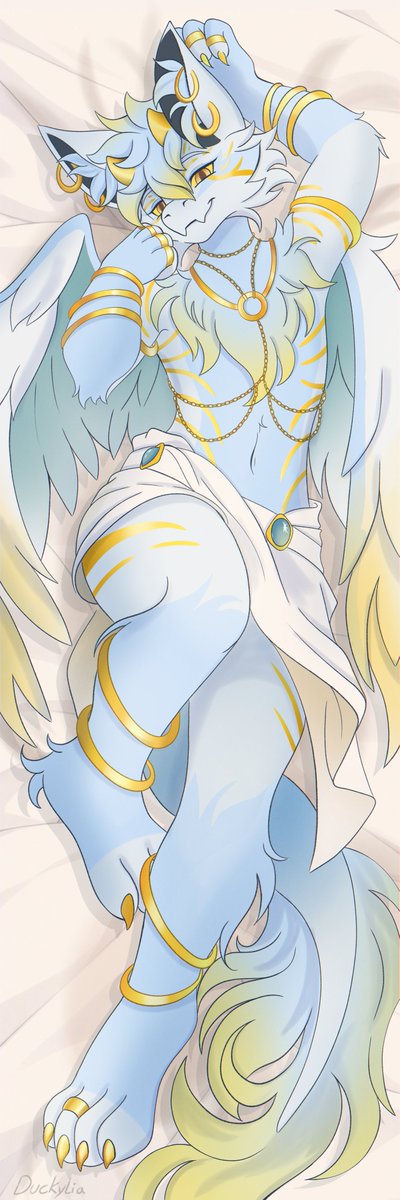 ariathedragon's tweet photo. My Aria body pillow art is finally complete! 💛 Ordering the physical version tomorrow, super excited to see how it turns out next week! ✨🐾

Thanks to my beloved artist: @duckylia https://t.co/MDpGCXZMdm