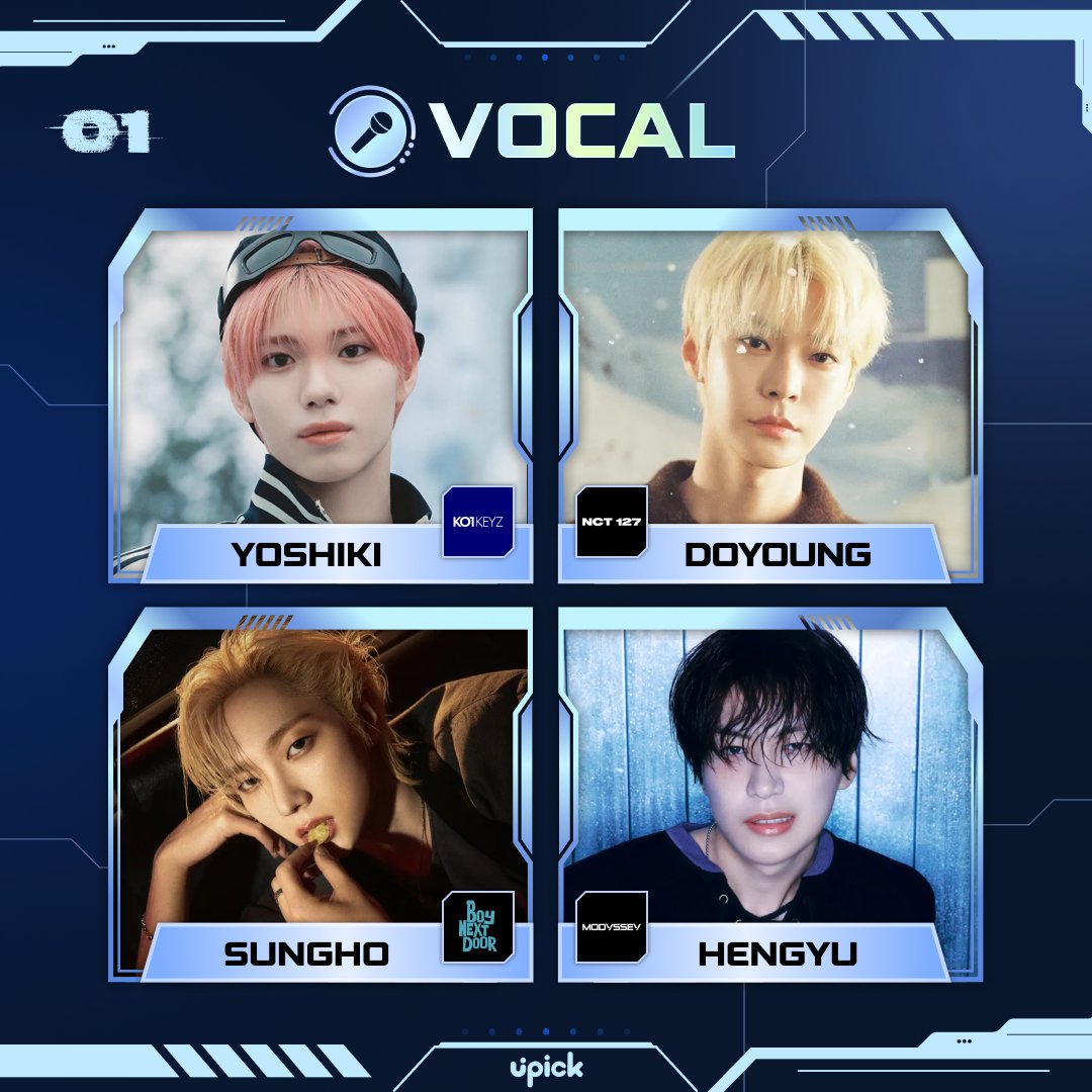 UPICK_twt's tweet photo. Vote for the Best IDOL #VOCAL🎤

트위터 사전 투표 9/30 2PM 시작 🔥
Twitter Pre-Vote Starts 9/30 2PM KST

#코이키즈 #요시키 #KO1KEYZ #YOSHIKI
#엔시티127 #도영 #NCT127 #DOYOUNG
#보이넥스트도어 #성호 #BOYNEXTDOOR #SUNGHO
#모디세이 #헝위 #MODYSSEY #HENGYU

📌1위, 2위는 앱 결선 진출
1st, 2nd place will advance to Final